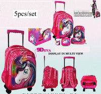 Cartable à Roulette Fille 43cm Set 5 Pièces