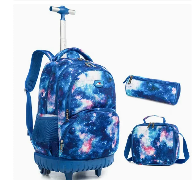 Cartable à Roulette Fille 48cm Imperméable Set 3 Pièces