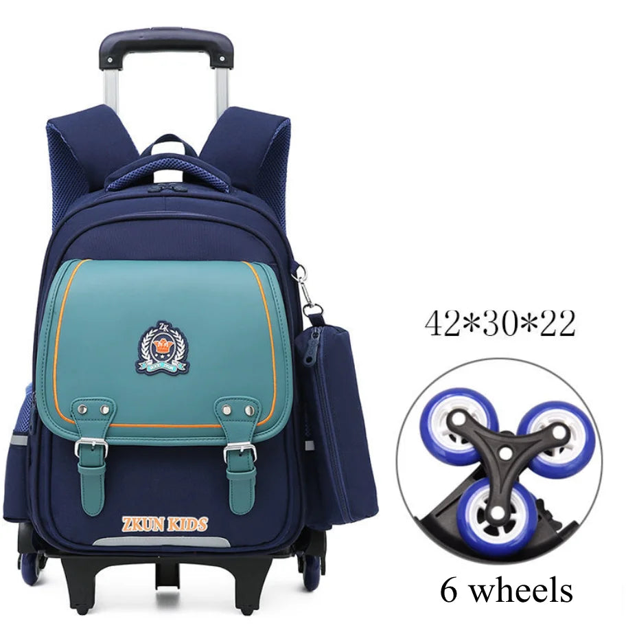 Cartable à Roulette Garçon 43cm PU Imperméable Roulettes