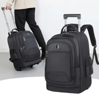 Sac à Roulette Adulte Business 50cm Compartiment Ordinateur Noir vue sur mannequin et latérale droite - Cartable à Roulette