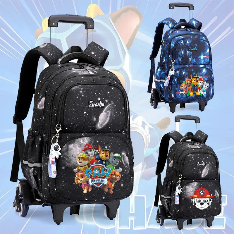 Cartable à Roulette Chiots Sauveteurs 6 Roues Fond Étoilé