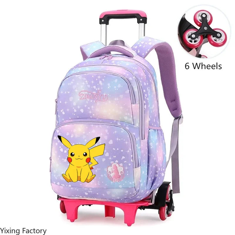 Cartable à Roulette Pokémon 45cm 6 Roues Multi-Poches