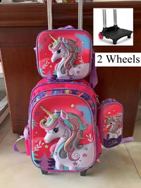 Cartable à Roulette Licorne 45cm Rose Set