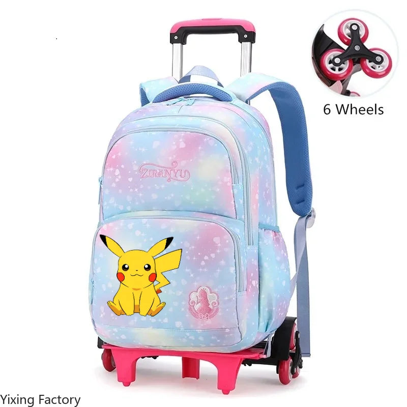 Cartable à Roulette Pokémon 45cm 6 Roues Multi-Poches