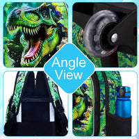 Cartable à Roulette Dinosaure 43cm Vert T-Rex Set