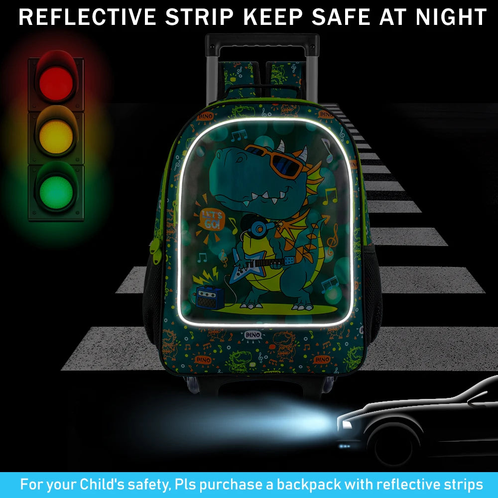 Cartable à Roulette Dinosaure 48cm Lunch Box Isotherme