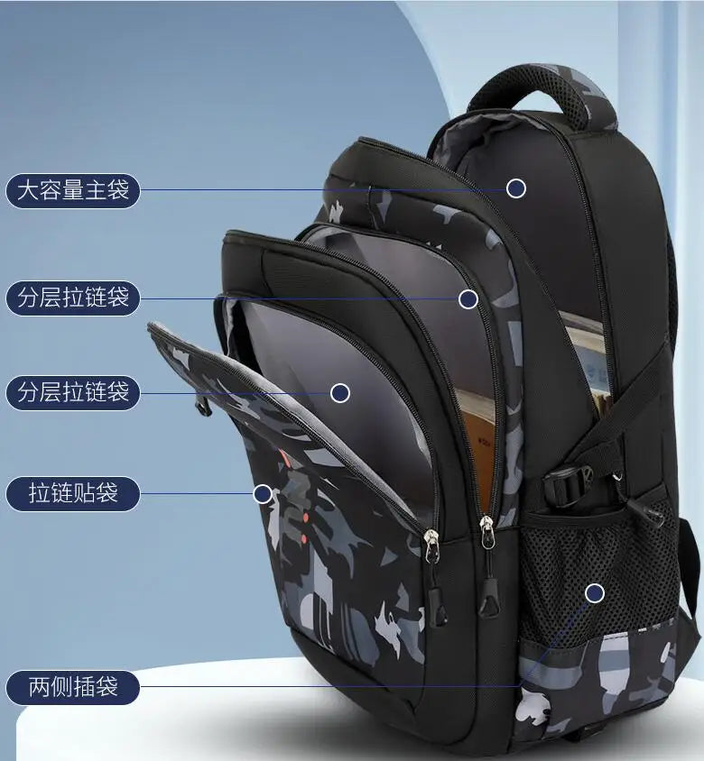 Cartable à roulette garçon 47cm Oxford imperméable vue dos — Cartable à Roulette