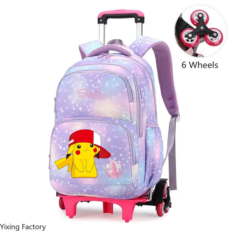 Cartable à Roulette Pokémon 45cm 6 Roues Multi-Poches