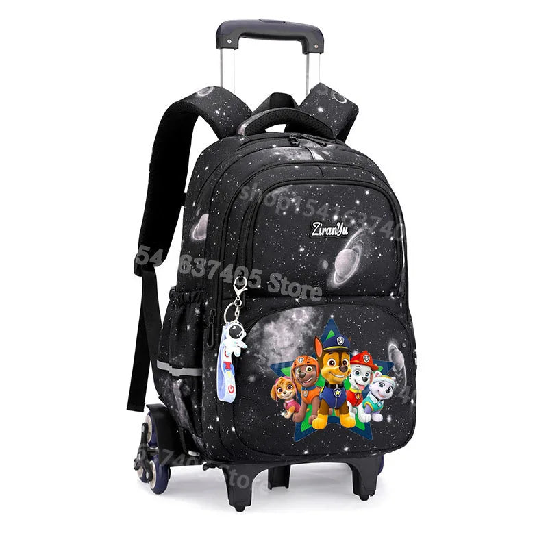 Cartable à Roulette Chiots Sauveteurs 6 Roues Fond Étoilé