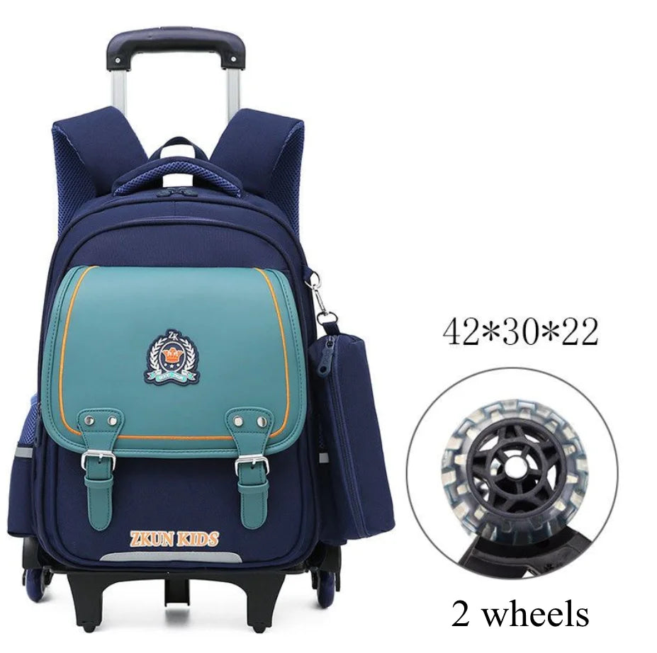 Cartable à Roulette Garçon 43cm PU Imperméable Roulettes
