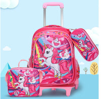 Cartable à Roulette Licorne 45cm Rose Set