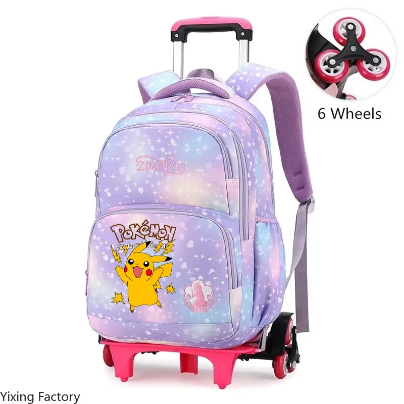 Cartable à Roulette Pokémon 45cm 6 Roues Multi-Poches