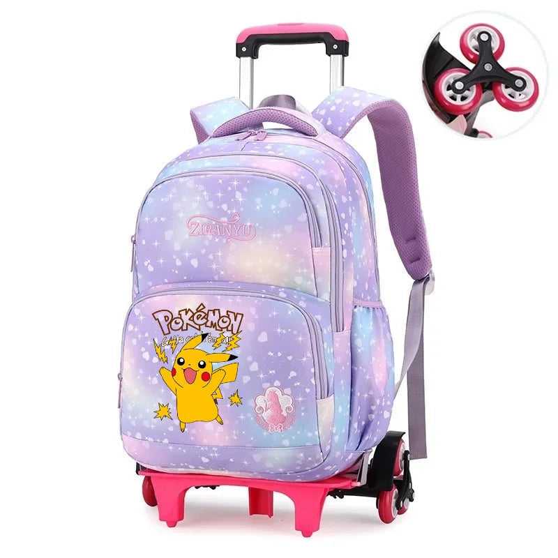 Cartable à Roulette Pokémon 45cm 6 Roues Multi-Poches