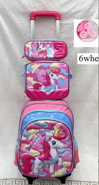 Cartable à Roulette Licorne 45cm Rose Set