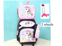 Cartable à Roulette Licorne 48cm Fille Set Lunch Bag Imperméable