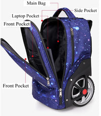 Cartable à Roulette Espace 44cm Léger Galaxie