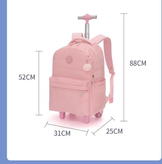 Cartable à Roulette Fille 18 Pouces Set 3 Pièces