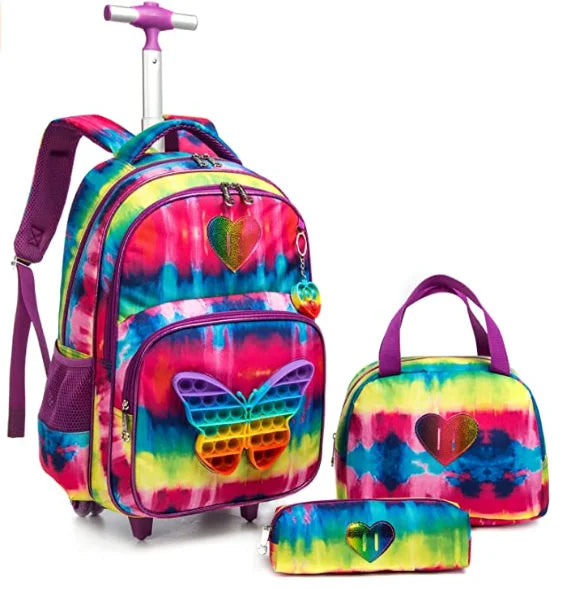 Cartable à Roulette Grand 48cm Ultra-Léger Set Fille
