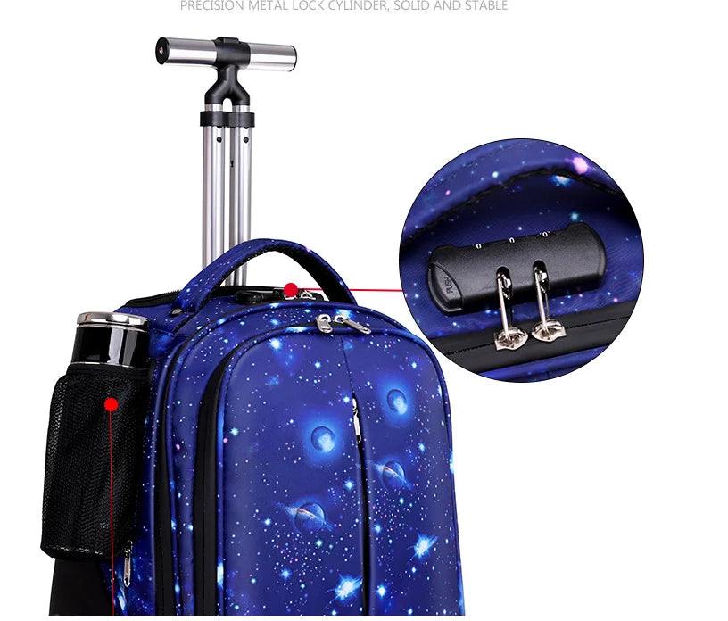 Cartable à Roulette Espace 44cm Léger Galaxie
