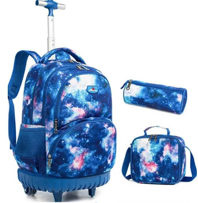 Cartable à Roulette Fille 48cm Imperméable Set 3 Pièces