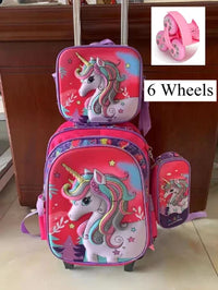 Cartable à Roulette Licorne 45cm Rose Set