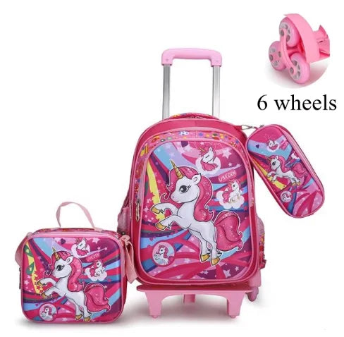 Cartable à Roulette Licorne 45cm Rose Set