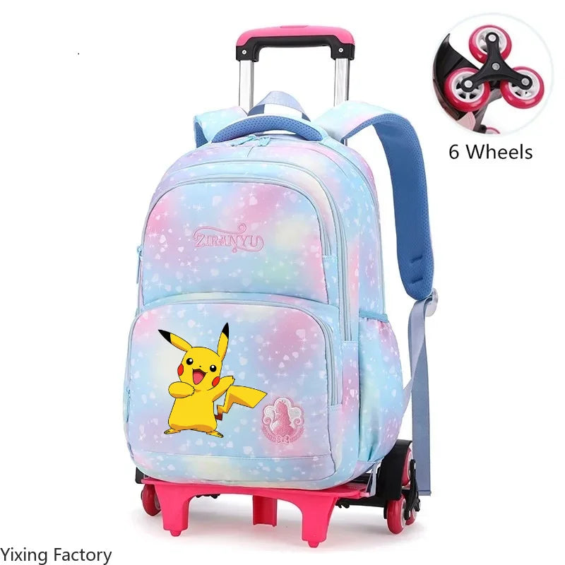 Cartable à Roulette Pokémon 45cm 6 Roues Multi-Poches