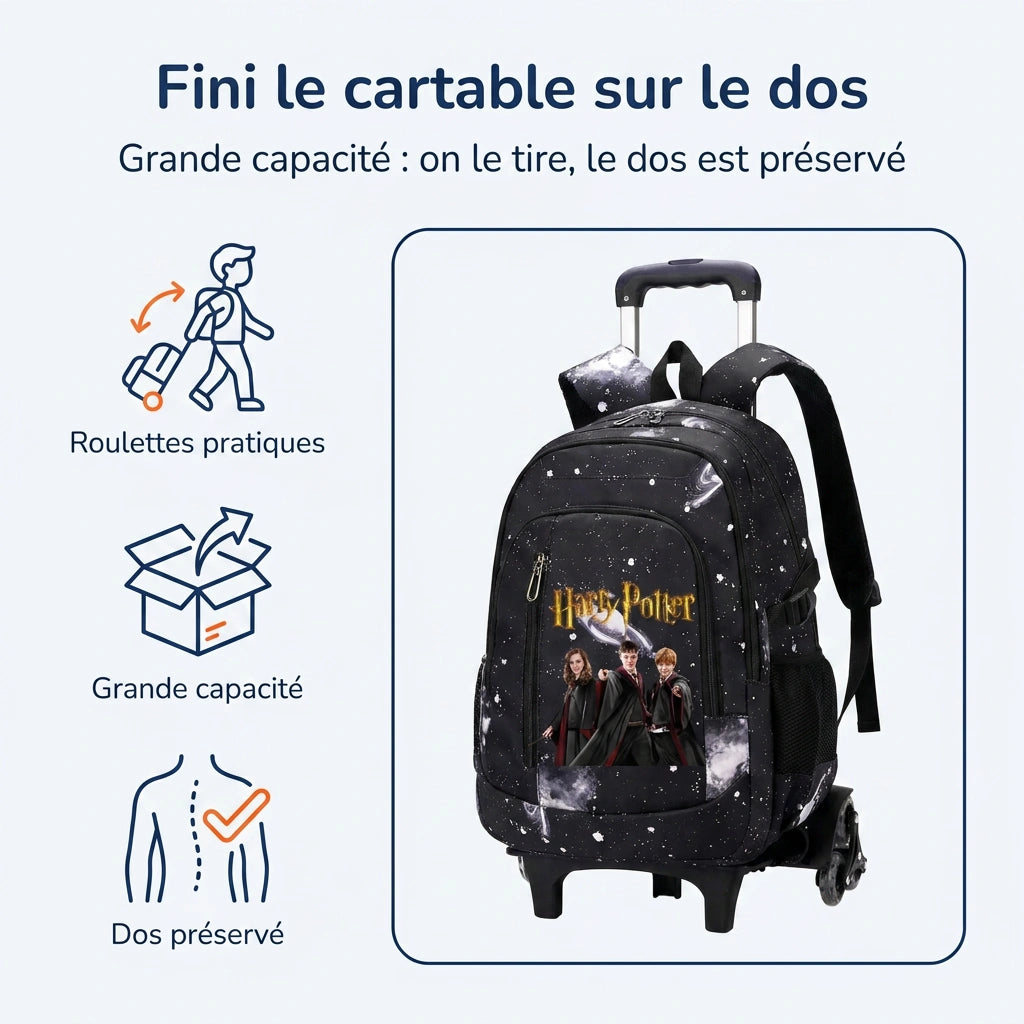 Cartable à Roulette Sorcier 6 Roues Compartiment Laptop Monte-Escaliers