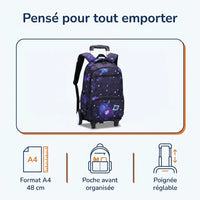 Cartable à Roulette Espace 48cm Planètes Oxford