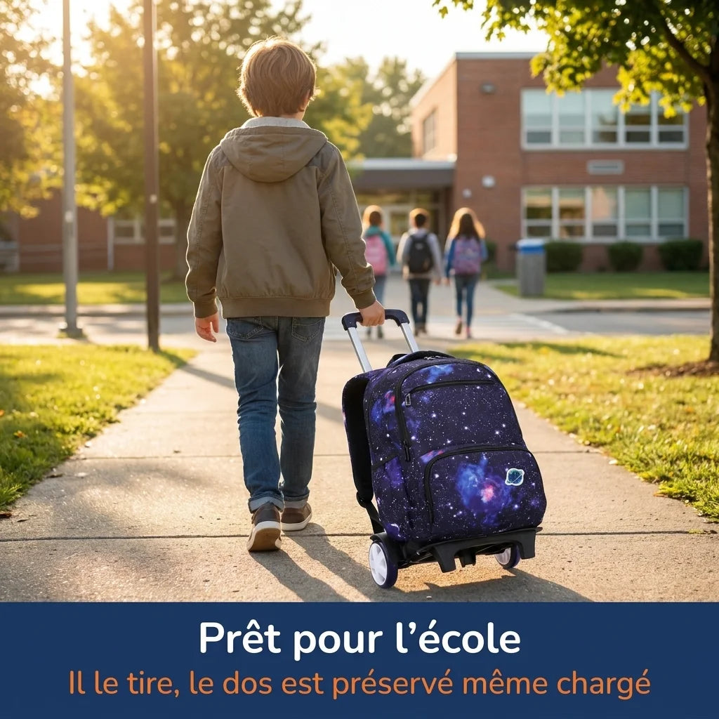 Cartable à Roulette Espace 48cm Planètes Oxford