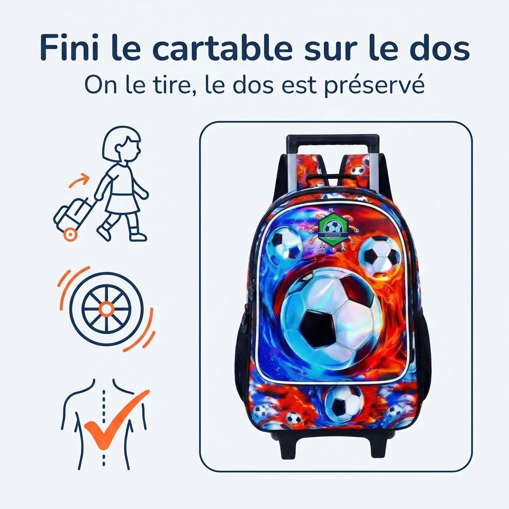 Cartable à Roulette Football 45cm