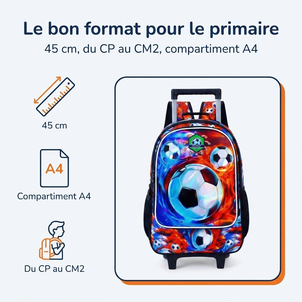 Cartable à Roulette Football 45cm