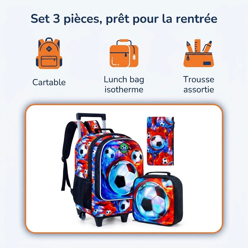 Cartable à Roulette Football 45cm