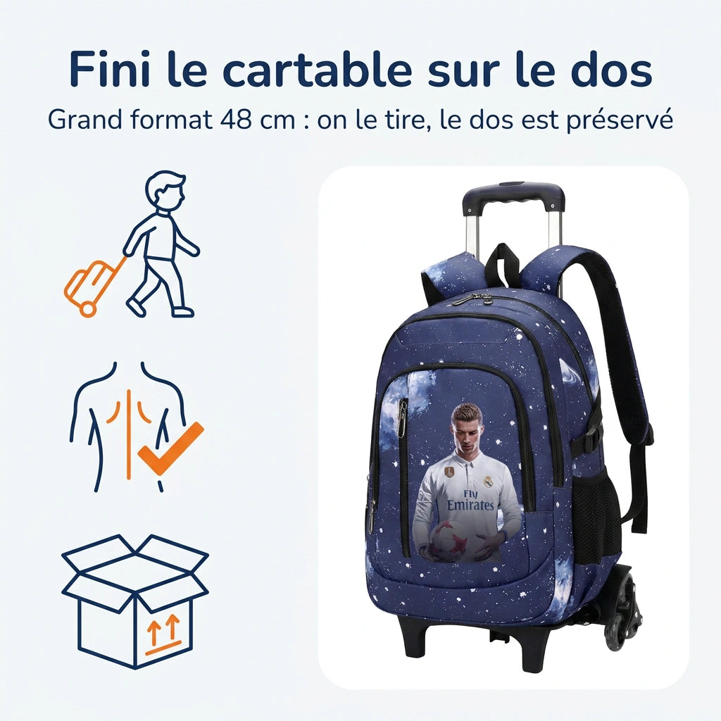 Cartable à Roulette Football 48cm Nylon