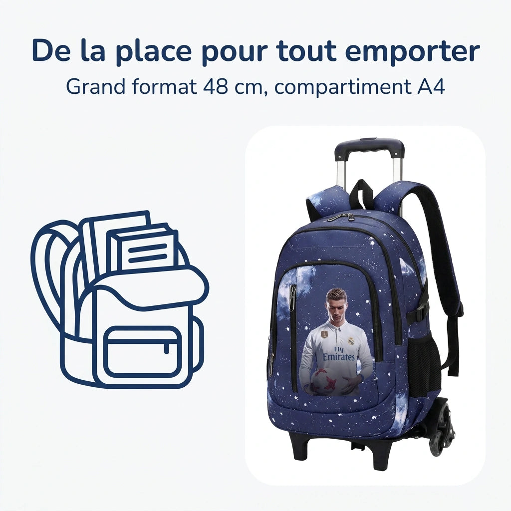 Cartable à Roulette Football 48cm Nylon