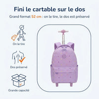Cartable à Roulette Fille 52cm Grand Format Imperméable