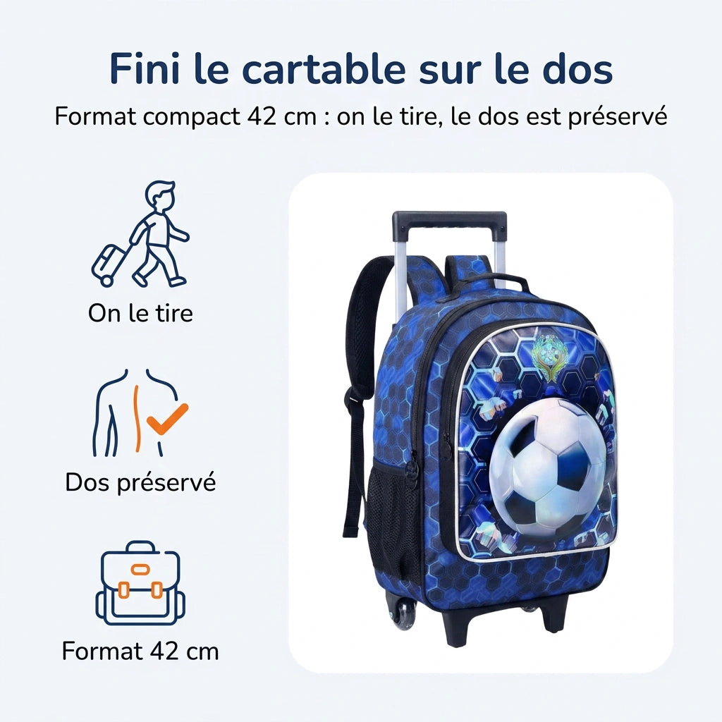 Cartable à Roulette Football 42cm Compact