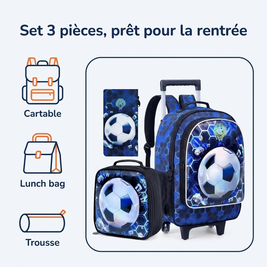 Cartable à Roulette Football 42cm Compact