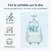 Cartable à Roulette Fille 42cm Compact Roulettes Silencieuses