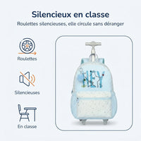 Cartable à Roulette Fille 42cm Compact Roulettes Silencieuses