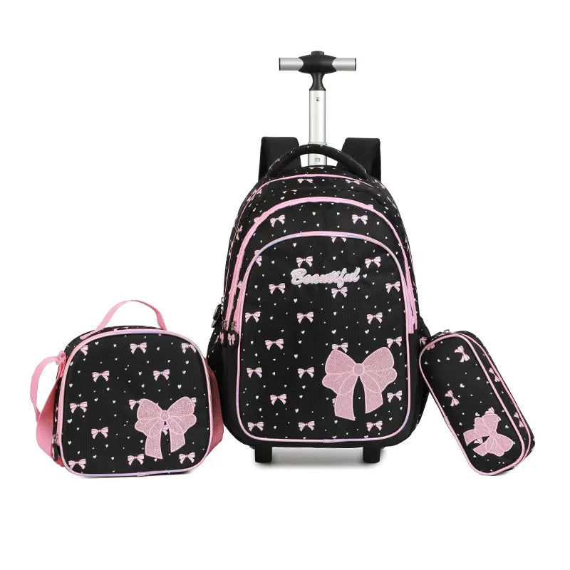 Cartable à Roulette Chipie 45cm Fille Nœuds Set 3 Pièces
