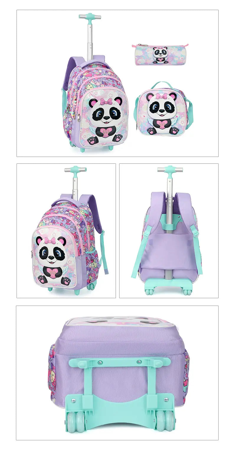 Cartable à Roulette Fille 44cm Set 3 Pièces