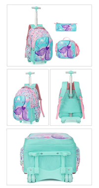 Cartable à Roulette Fille 44cm Set 3 Pièces