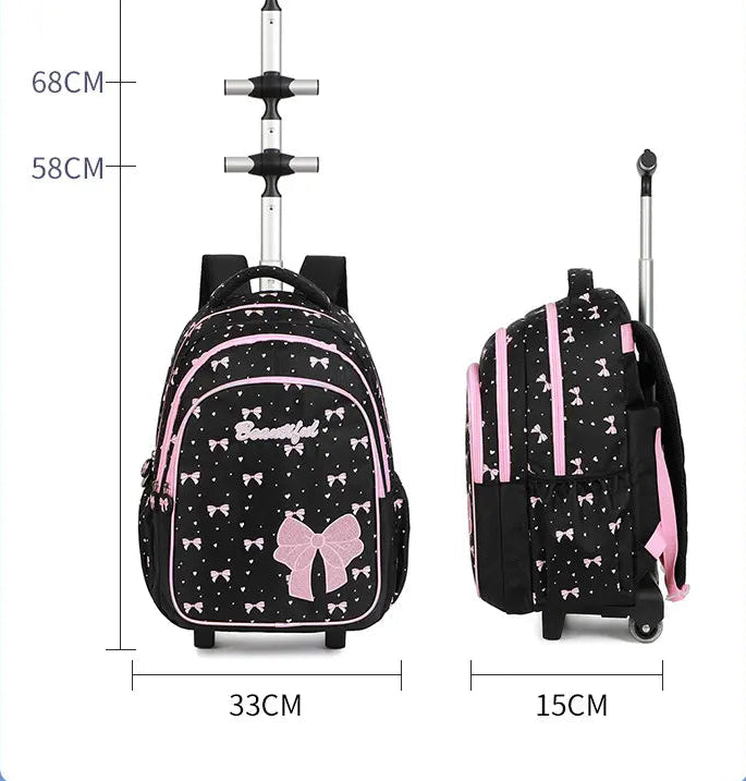 Cartable à Roulette Chipie 45cm Fille Nœuds Set 3 Pièces