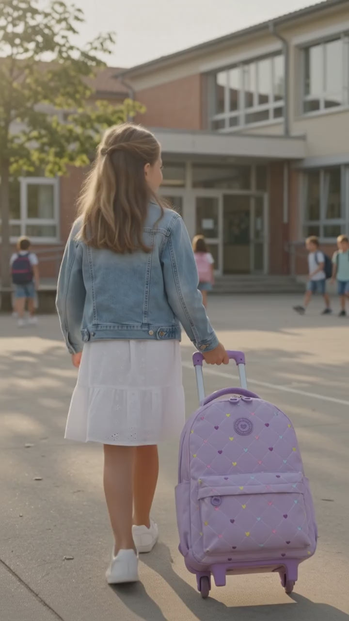 Cartable à Roulette Fille 52cm Grand Format Imperméable